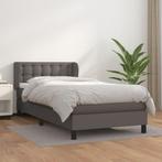 vidaXL Boxspring met matras kunstleer grijs 90x190 cm, Overige materialen, 90 cm, Eenpersoons, Verzenden