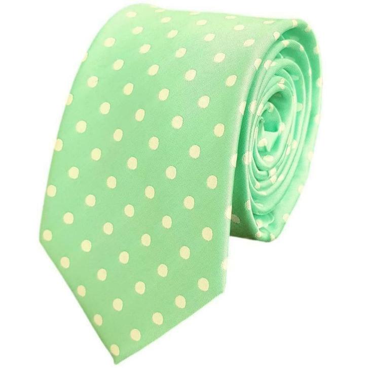 Mintgroene stropdas met stippen 7cm • Stropdassen, Kleding | Heren, Stropdassen, Met patroon, Groen, Nieuw, Verzenden