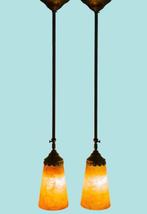 Art Deco Revival - Plafondlamp (2) - Messing, Glas, Antiek en Kunst, Curiosa en Brocante