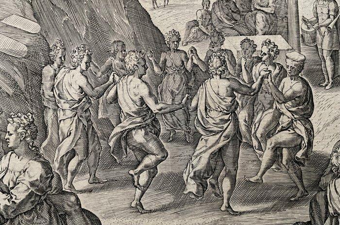 Johann Sadeler I (1550-1600) - Danza intorno al vitello, Antiek en Kunst, Antiek | Overige Antiek
