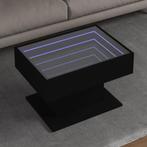 vidaXL Salontafel met LED 70x50x45 cm bewerkt hout zwart, Verzenden, Nieuw, Overige houtsoorten, 50 tot 100 cm