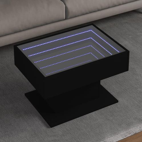 vidaXL Salontafel met LED 70x50x45 cm bewerkt hout zwart, Huis en Inrichting, Tafels | Salontafels, 50 tot 100 cm, Nieuw, Overige houtsoorten