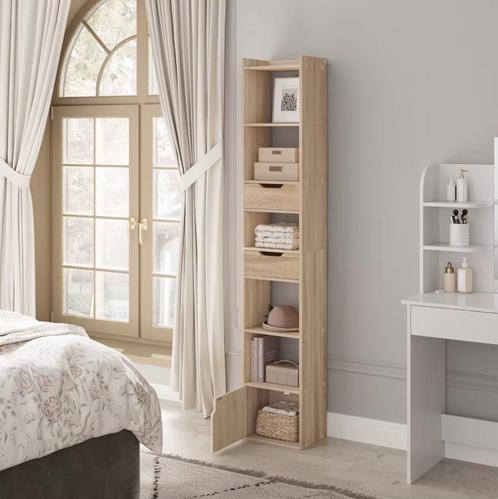 Sedia Boekenkast wit of licht eiken hout look - Spaanplaat, Huis en Inrichting, Kasten | Boekenkasten, Nieuw, Verzenden