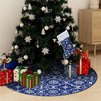 vidaXL Kerstboomrok luxe met sok 150 cm stof blauw, Diversen, Kerst, Nieuw, Verzenden