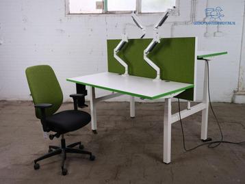 Duo werkplek | Bureau | Showroom model | Wit/ groen  KI237