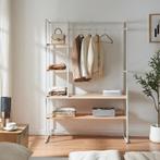 Kledingrek Horgau 180x120x40 cm wit en eikenkleurig [en.casa, Huis en Inrichting, Verzenden, Nieuw