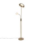 Vloerlamp brons incl. LED en dimmer met leeslamp - Fez, Nieuw, Overige materialen, 150 tot 200 cm, Retro