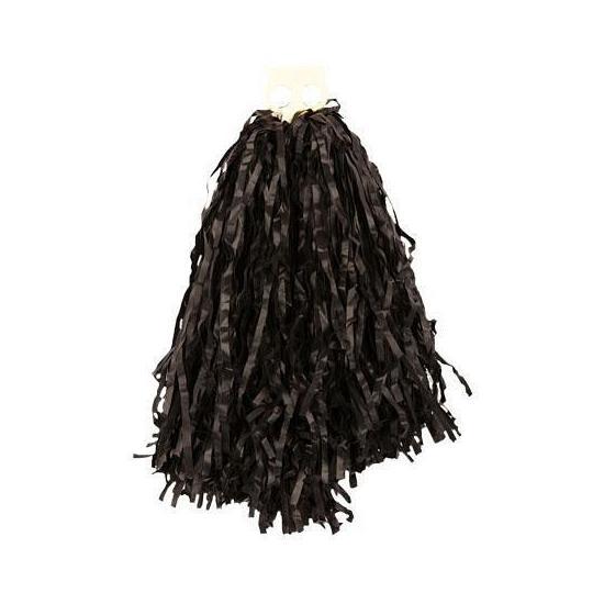 1x Stuks cheerball/pompom zwart met ringgreep 28 cm  - Che.., Hobby en Vrije tijd, Feestartikelen, Ophalen of Verzenden