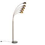 Design vloerlamp donkerbrons met goud 5-lichts - Sixties, Nieuw, Overige materialen, Design, 150 tot 200 cm