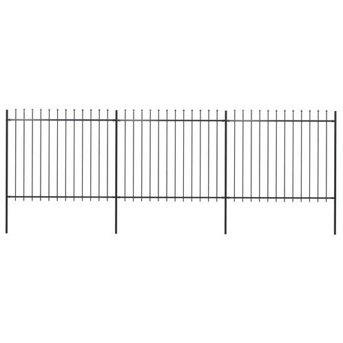 vidaXL Tuinhek met speren bovenkant 5,1x1,5 m staal zwart, Tuin en Terras, Schuttingen, Nieuw, IJzer, 1 tot 2 meter, Verzenden