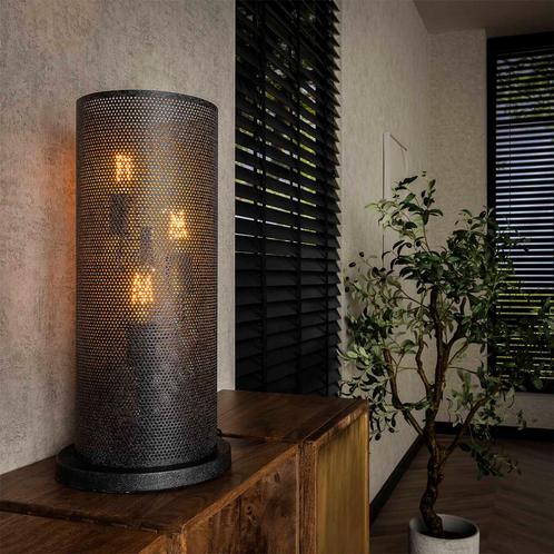 *WOONWINKEL* Tafellamp Koker Geperforeerd Staal, Huis en Inrichting, Lampen | Tafellampen, Nieuw, Verzenden