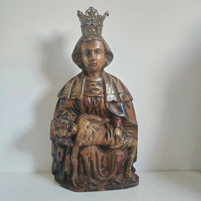 sculptuur, Maria & Jezus With later Crown - 34.5 cm -, Antiek en Kunst, Antiek | Overige Antiek