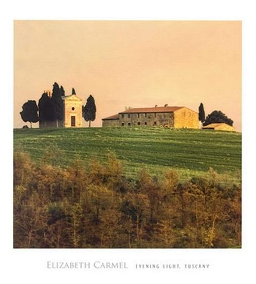 Kunstdruk Elisabeth Carmel - Evening Light, Tuscany 45x50cm, Huis en Inrichting, Woonaccessoires | Schilderijen, Tekeningen en Foto's