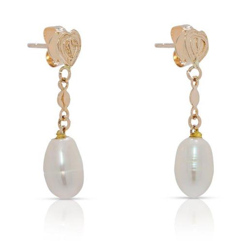 Zonder Minimumprijs - Oorbellen - 14 karaat Geel goud Parel, Sieraden, Tassen en Uiterlijk, Oorbellen