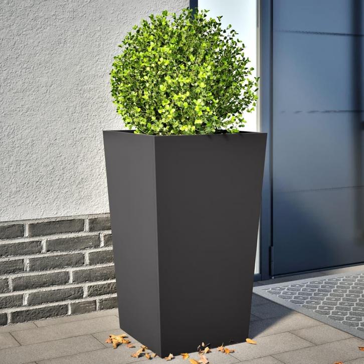 vidaXL Plantenbakken 2 st 45x45x75 cm staal zwart, Tuin en Terras, Bloembakken en Plantenbakken, Nieuw, Metaal, Verzenden