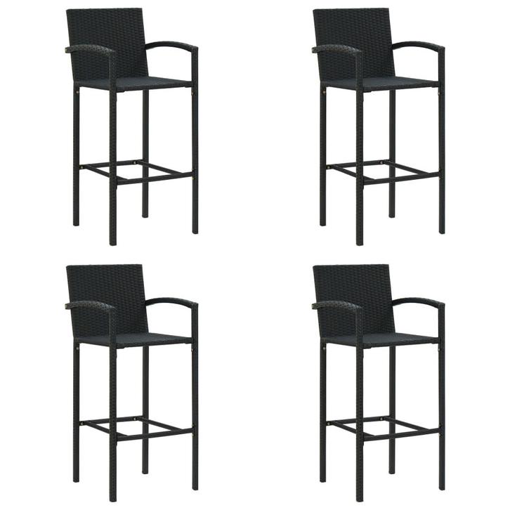 vidaXL Barkrukken 4 st poly rattan zwart, Tuin en Terras, Tuinstoelen, Nieuw, Rotan, Verzenden