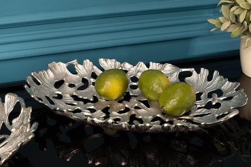 Decoratieve kom GINKGO LEAFS 40cm zilver handgemaakt metaal, Huis en Inrichting, Woonaccessoires | Vazen, Ophalen of Verzenden