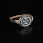 Middeleeuwen, kruisvaardersperiode Brons Ring - met, Sieraden, Tassen en Uiterlijk
