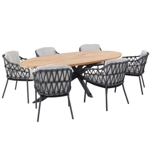 Prado Calpi dining tuinset 240x115xH75 cm 7 delig antraciet, Tuin en Terras, Tuinsets en Loungesets, Nieuw, Ophalen of Verzenden