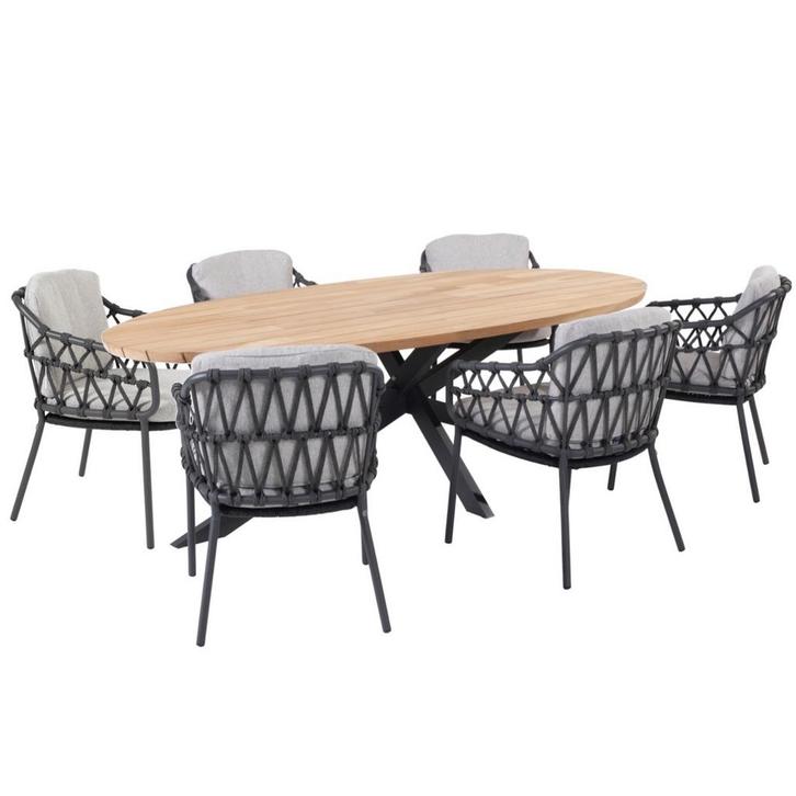 Prado Calpi dining tuinset 240x115xH75 cm 7 delig antraciet, Tuin en Terras, Tuinsets en Loungesets, Nieuw, Ophalen of Verzenden