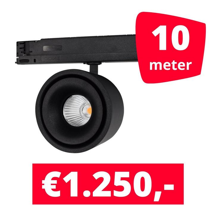 *TIP* LED Railverlichting Ultimo Zwart 10 spots + 10M rails, Zakelijke goederen, Kantoor en Winkelinrichting | Winkel en Inventaris