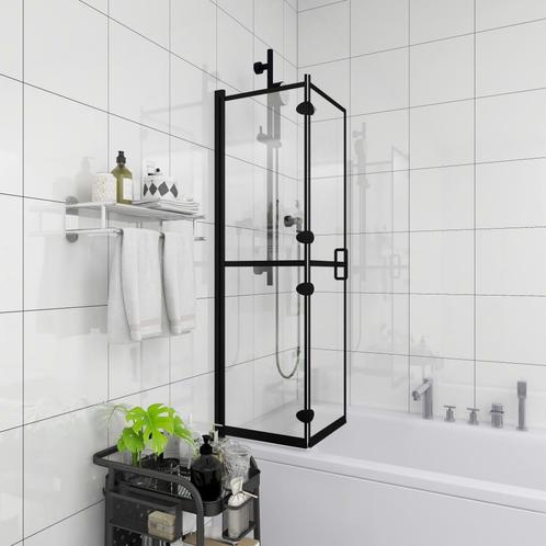 vidaXL Douchewand inklapbaar 80x140 cm ESG zwart, Doe-het-zelf en Verbouw, Sanitair, Nieuw, Verzenden