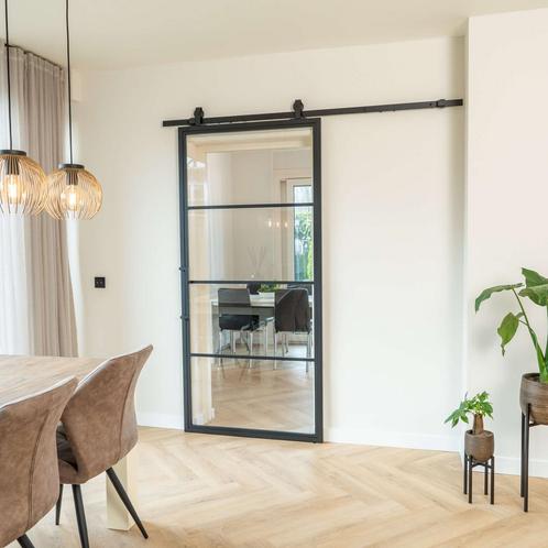 Stalen Schuifdeur - 4 Vlaks - Helder glas - Moderne look, Doe-het-zelf en Verbouw, Kozijnen en Schuifpuien, Inclusief glas, Nieuw