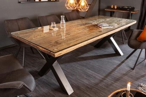 Massief houten eettafel BARRACUDA 220cm naturel teakhout, Huis en Inrichting, Tafels | Eettafels, Ophalen of Verzenden