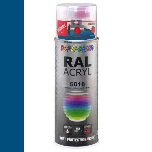 Dupli-Color Ral Acryl Ral 5010 Enzian Blauw Hoogglans 400 ml, Doe-het-zelf en Verbouw, Verf, Beits en Lak, Nieuw, Ophalen of Verzenden