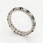 Ring - 14 karaat Witgoud - 0.72ct. tw. Saffier - Diamant, Nieuw