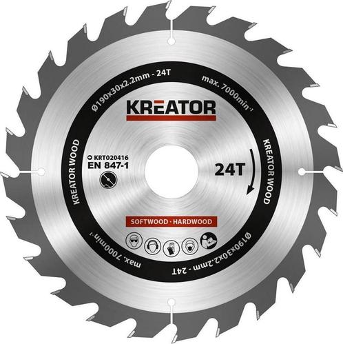 Kreator KRT020416 Zaagblad hout 190 mm -24T, Doe-het-zelf en Verbouw, Gereedschap | Handgereedschap, Nieuw, Ophalen of Verzenden