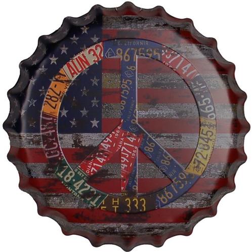 Bierdop/Kroonkurk Amerkaanse Vlag - Peace Sign NIEUW, Huis en Inrichting, Woonaccessoires | Tekstborden en Spreuken, Nieuw, Ophalen of Verzenden