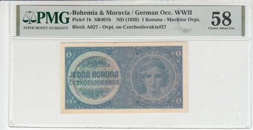 Bohemia Moravia Bohemia Moravia P 1b 1 Koruna Nd1939 Pmg 58, Postzegels en Munten, Bankbiljetten | Europa | Niet-Eurobiljetten