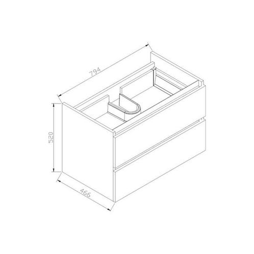 Onderkast Sanilux Trendline Met Greeplijst Aluminium, Doe-het-zelf en Verbouw, Sanitair, Ophalen of Verzenden