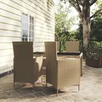 vidaXL 5-delige Tuinset met kussens poly rattan beige, Tuin en Terras, Verzenden, Nieuw, Rotan, Tuinset