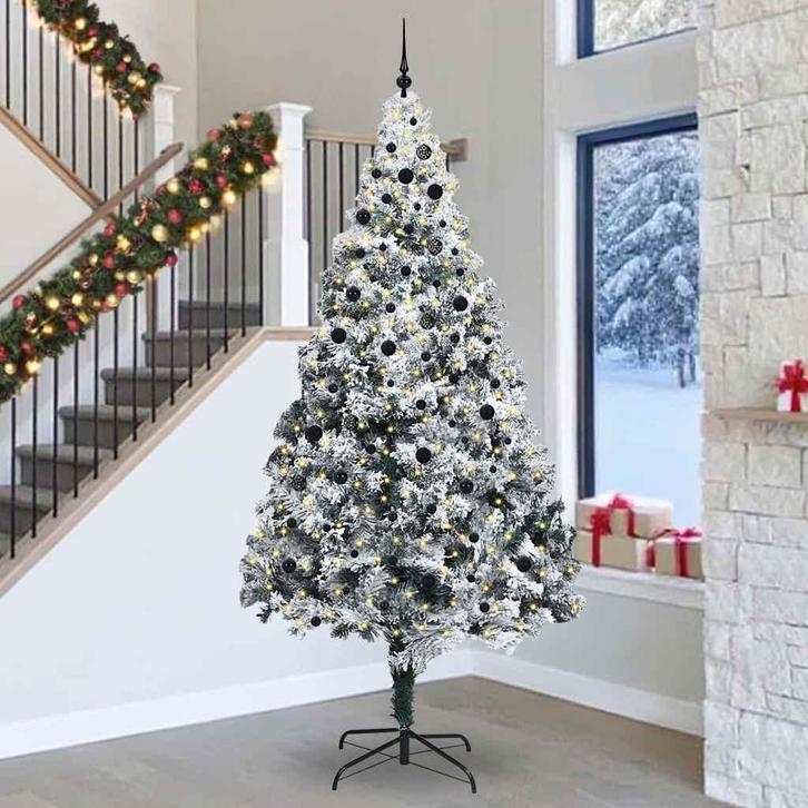 vidaXL Kerstboom met 300 LED met standaard Wit 300 cm PVC, Diversen, Kerst, Nieuw, Verzenden