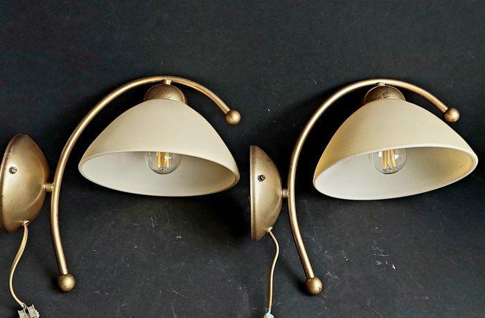 Massive - Wandlamp - Glas, Metaal - Twee wandlampen, Antiek en Kunst, Kunst | Designobjecten