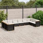 vidaXL 10-delige Loungeset met kussens poly rattan zwart, Verzenden, Nieuw, Rotan, Loungeset