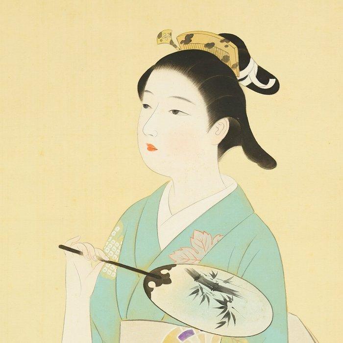 Beautiful Woman (Bijin) in Kimono Holding Firefly Cage and, Antiek en Kunst, Antiek | Overige Antiek