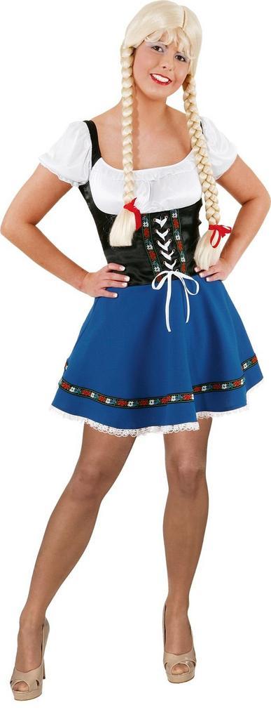 Sexy Dirndl Klara Blauw/Zwart, Kleding | Dames, Carnavalskleding en Feestkleding, Nieuw, Ophalen of Verzenden