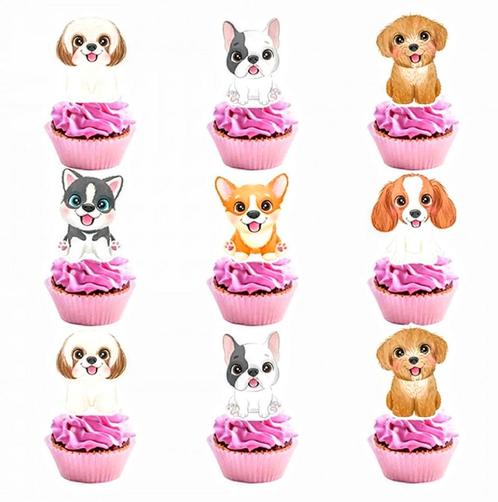 24 Cupcake toppers Sweet Dogs met verschillende honden, Hobby en Vrije tijd, Taarten en Cupcakes maken, Taarten of Cupcakes, Nieuw