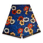 Afrikaanse print stof - Blauwe Flowers - 100% katoen, Ophalen of Verzenden, Nieuw
