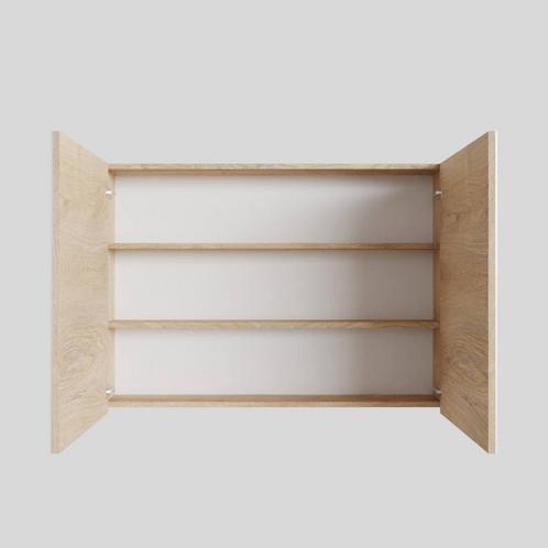 Spiegelkast BWS Cube 100x70x16 cm 2 Deuren Washed Oak, Doe-het-zelf en Verbouw, Sanitair, Bad, Nieuw, Ophalen of Verzenden