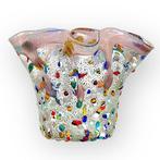 Filippo Maso - Vaas - Roze zakdoek met bladzilver en murrine