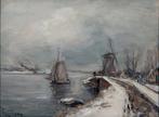 Louis Apol  (1850-1936) - Winterlandschap met molen en, Antiek en Kunst, Kunst | Schilderijen | Klassiek