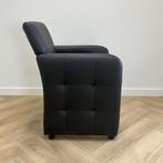 complete set 4x fauteuil vv wielen, zwart kunstleder, Ophalen of Verzenden, Gebruikt, Zwart, Leer