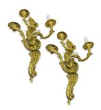 Wandlamp (2) - Verguld brons, Antiek en Kunst