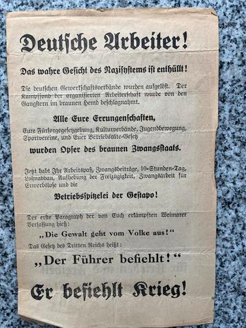 Pamflet Tweede Wereldoorlog beschikbaar voor biedingen