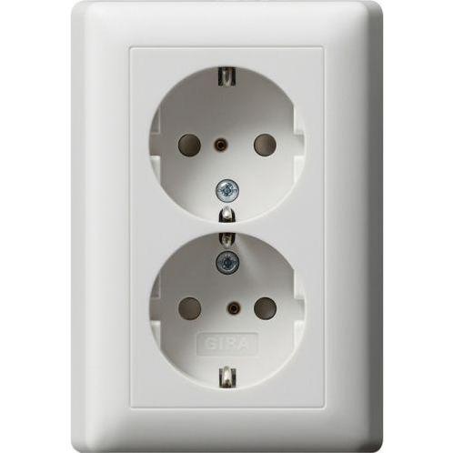 GIRA Systeem 55 Wandcontactdoos met randaarde Kinderveilig, Doe-het-zelf en Verbouw, Elektra en Kabels, Nieuw, Ophalen of Verzenden
