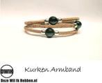 kurken Armband 6, met groene parel, Verzenden, Nieuw